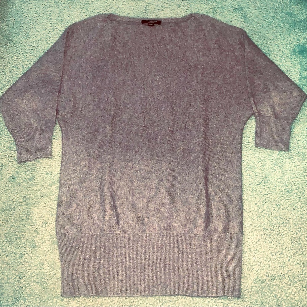 Ann Taylor 100% Cashmere High Low Sweater Womens Small Gray